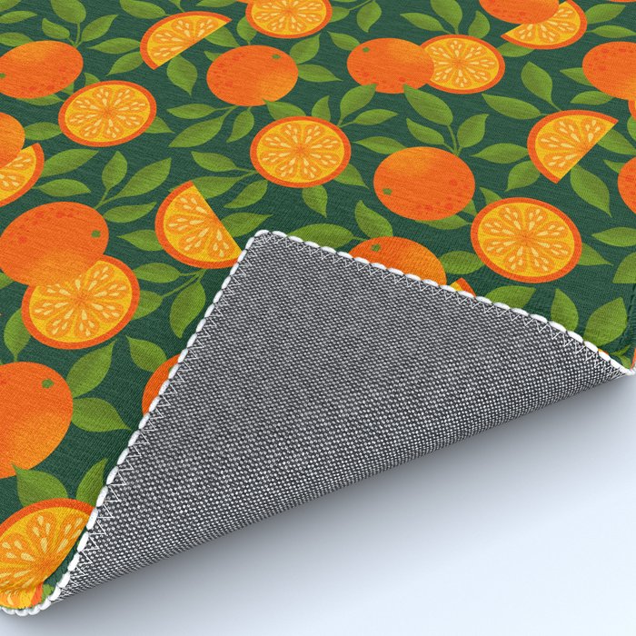 Orange Pattern on Dark Teal Rug Gallery Image 4