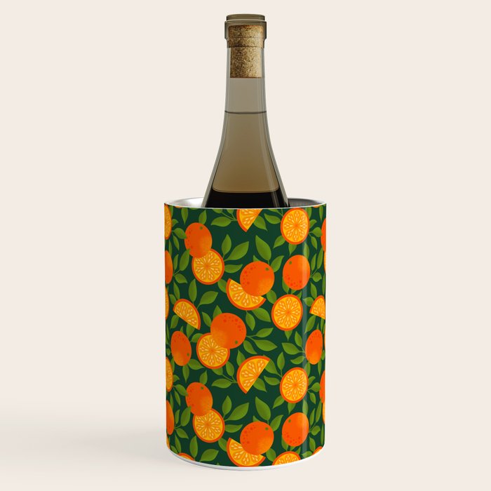 Orange Pattern on Dark Teal Wine Chiller Gallery Image 2