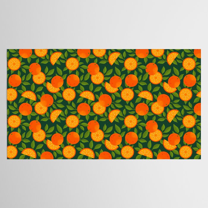 Orange Pattern on Dark Teal Tablecloth Gallery Image 2