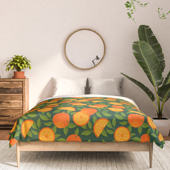 Orange Pattern on Dark Teal Comforter Gallery Image 3