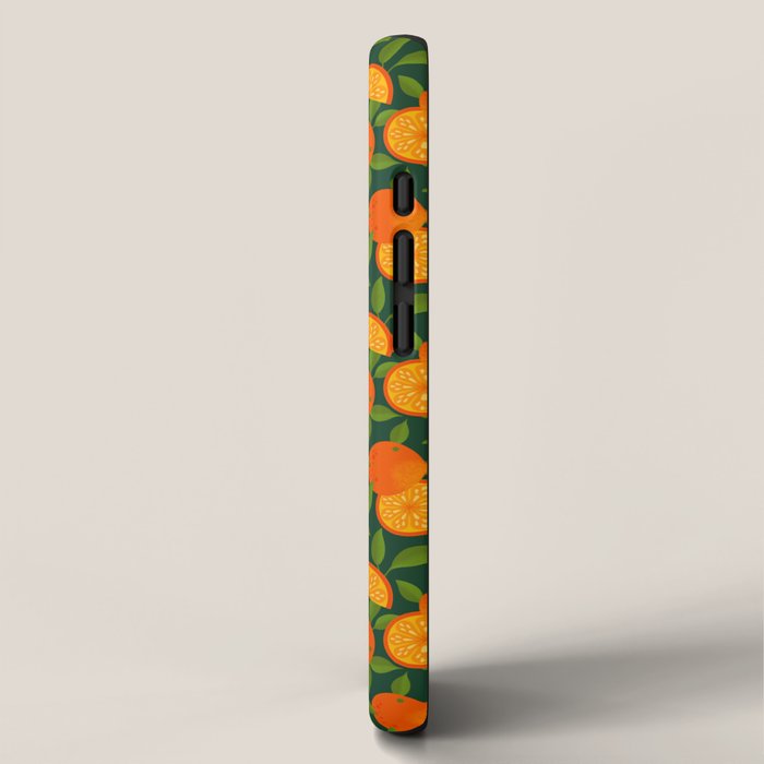 Orange Pattern on Dark Teal iPhone Case Gallery Image 2