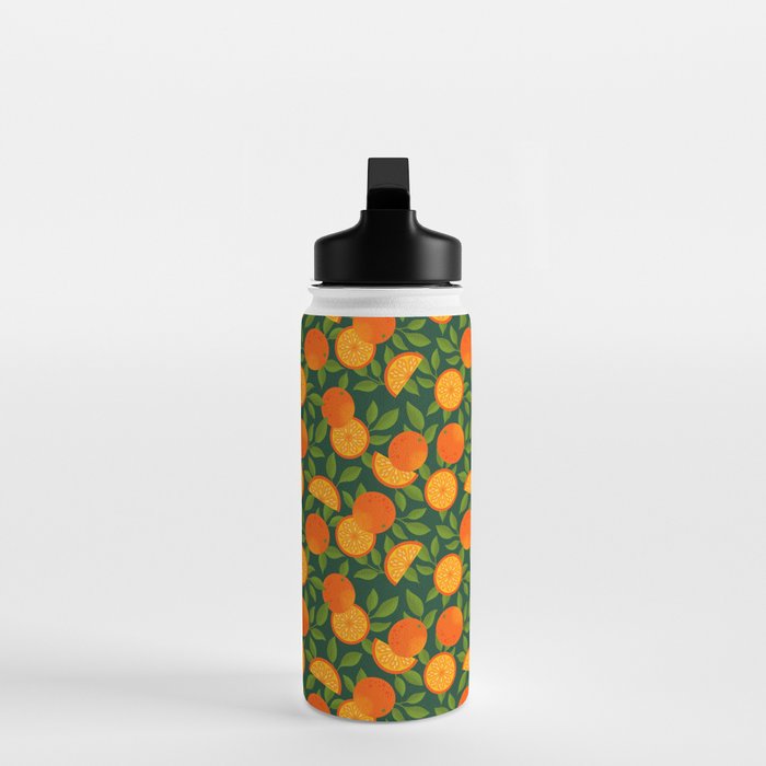 Orange Pattern on Dark Teal Water Bottle Gallery Image 3
