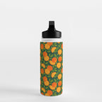 Orange Pattern on Dark Teal Water Bottle Gallery Image 3