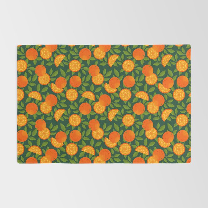 Orange Pattern on Dark Teal Rug Gallery Image 2