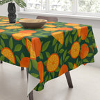 Orange Pattern on Dark Teal Tablecloth Gallery Image 3