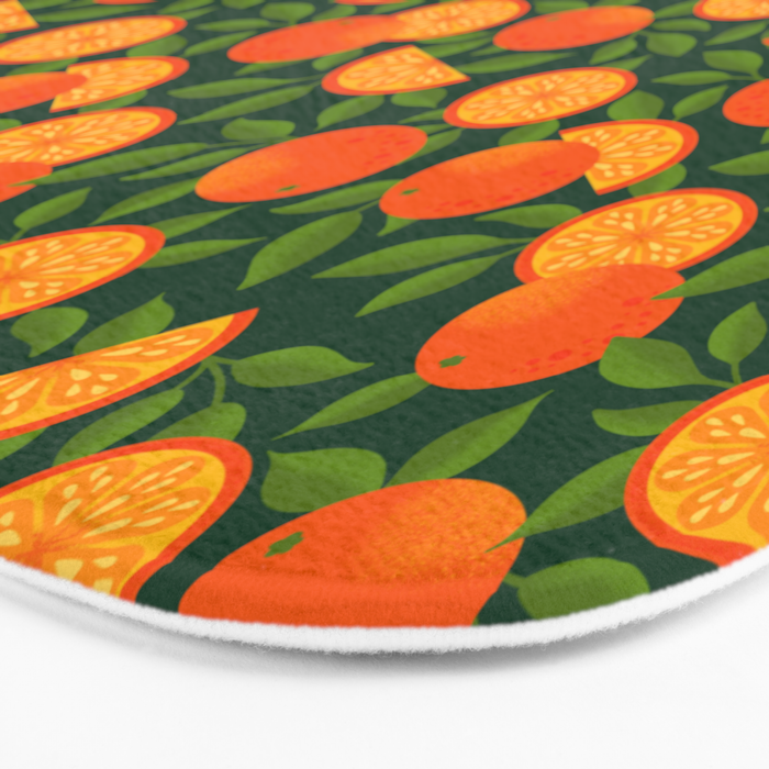 Orange Pattern on Dark Teal Bath Mat Gallery Image 3
