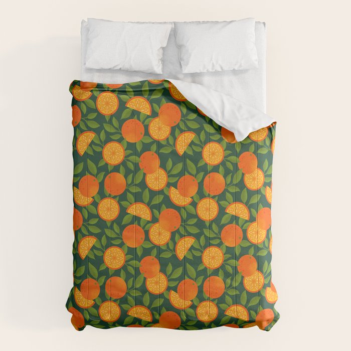 Orange Pattern on Dark Teal Comforter Gallery Image 6