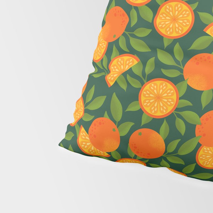 Orange Pattern on Dark Teal Pillow Sham Gallery Image 4