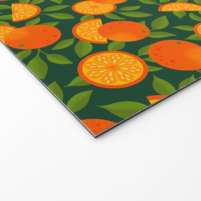 Orange Pattern on Dark Teal Welcome Mat Gallery Image 2