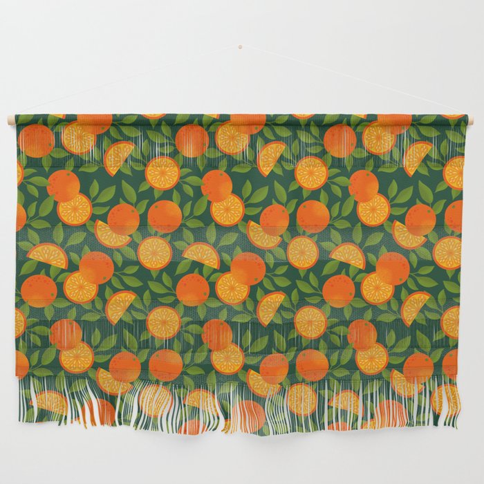 Orange Pattern on Dark Teal Wall Hanging Gallery Image 1