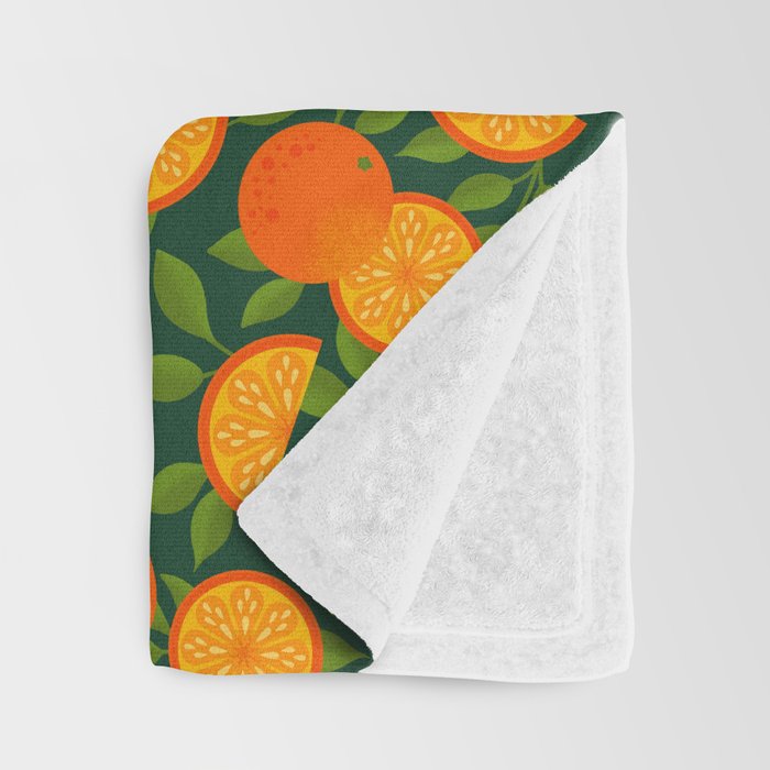 Orange Pattern on Dark Teal Throw Blanket Gallery Image 3