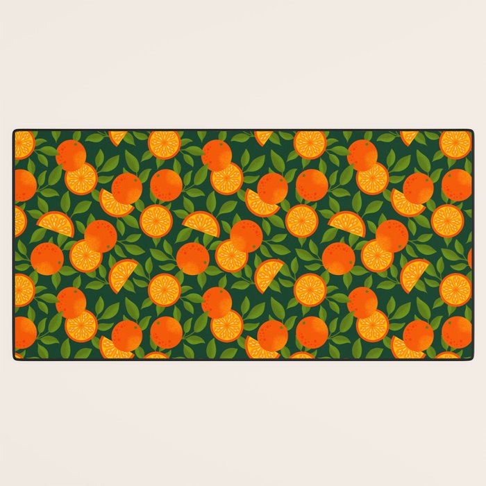 Orange Pattern on Dark Teal Desk Mat Gallery Image 3