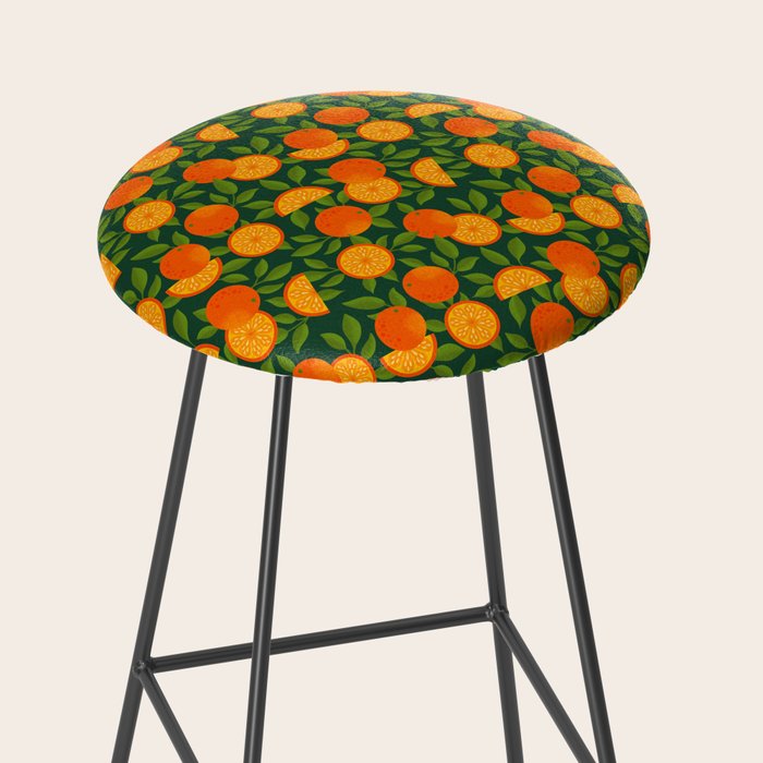 Orange Pattern on Dark Teal Stool Gallery Image 2