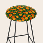 Orange Pattern on Dark Teal Stool Gallery Image 2