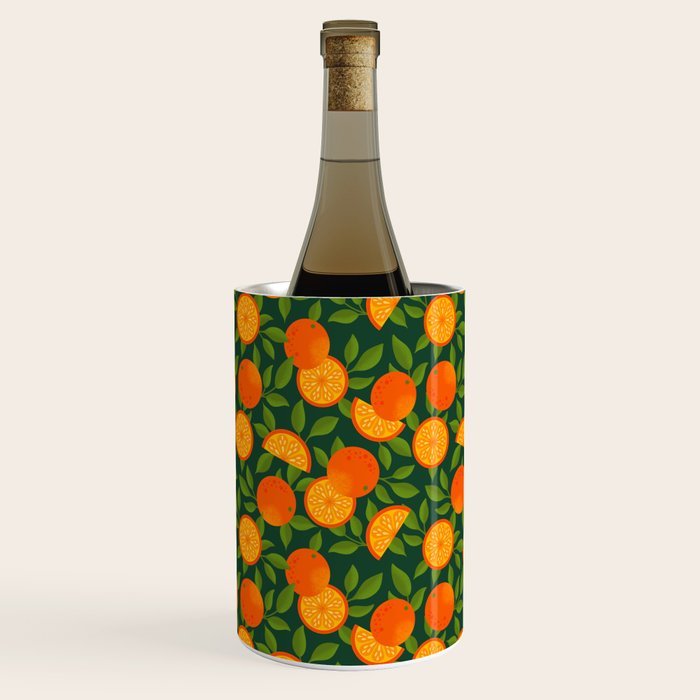 Orange Pattern on Dark Teal Wine Chiller Gallery Image 1