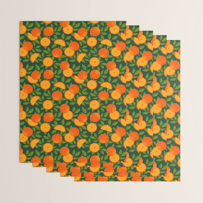 Orange Pattern on Dark Teal Wrapping Paper Gallery Image 3