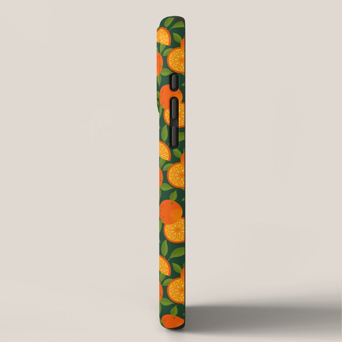 Orange Pattern on Dark Teal iPhone Case Gallery Image 2