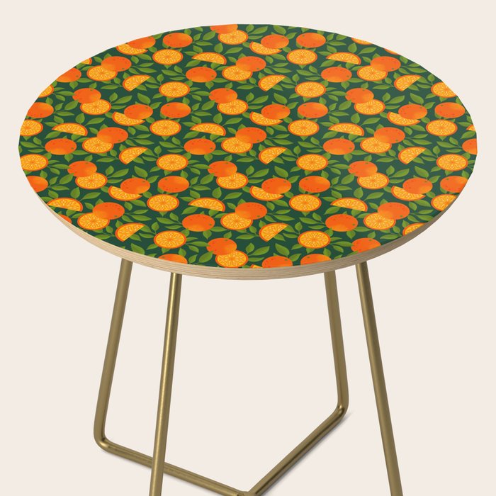 Orange Pattern on Dark Teal Side Table Gallery Image 2