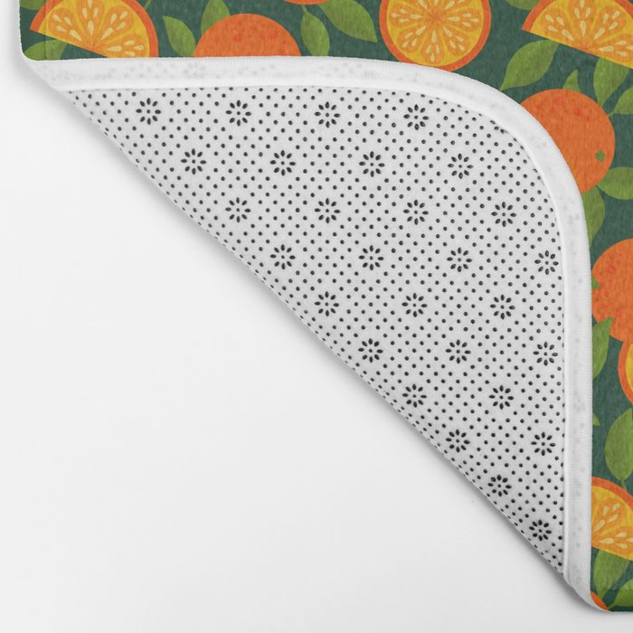 Orange Pattern on Dark Teal Bath Mat Gallery Image 2