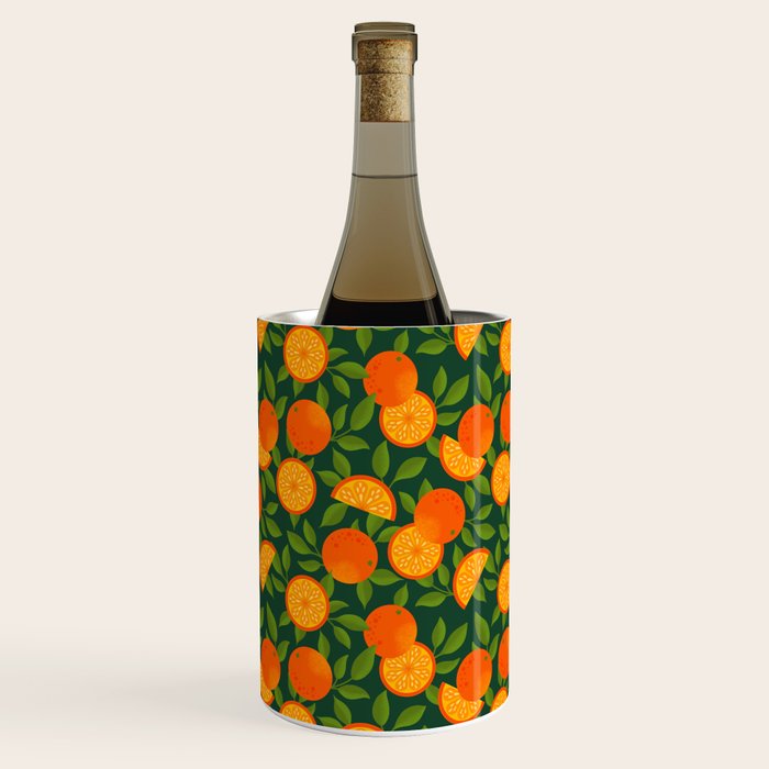 Orange Pattern on Dark Teal Wine Chiller Gallery Image 3