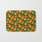 Orange Pattern on Dark Teal Bath Mat Gallery Image 1