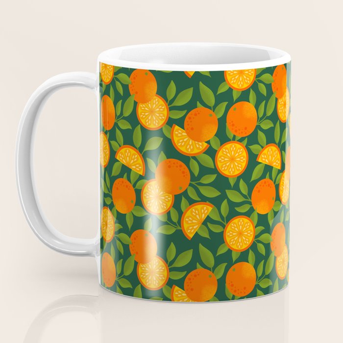 Orange Pattern on Dark Teal Coffee Mug Gallery Image 3