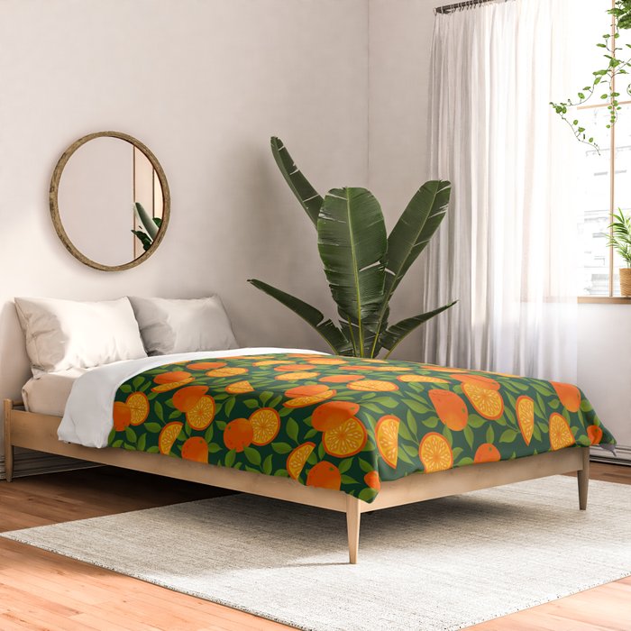 Orange Pattern on Dark Teal Comforter Gallery Image 2