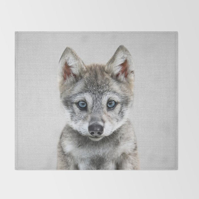 Baby Wolf - Colorful Throw Blanket Gallery Image 2