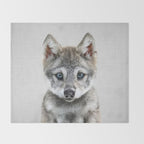 Baby Wolf - Colorful Throw Blanket Gallery Image 2