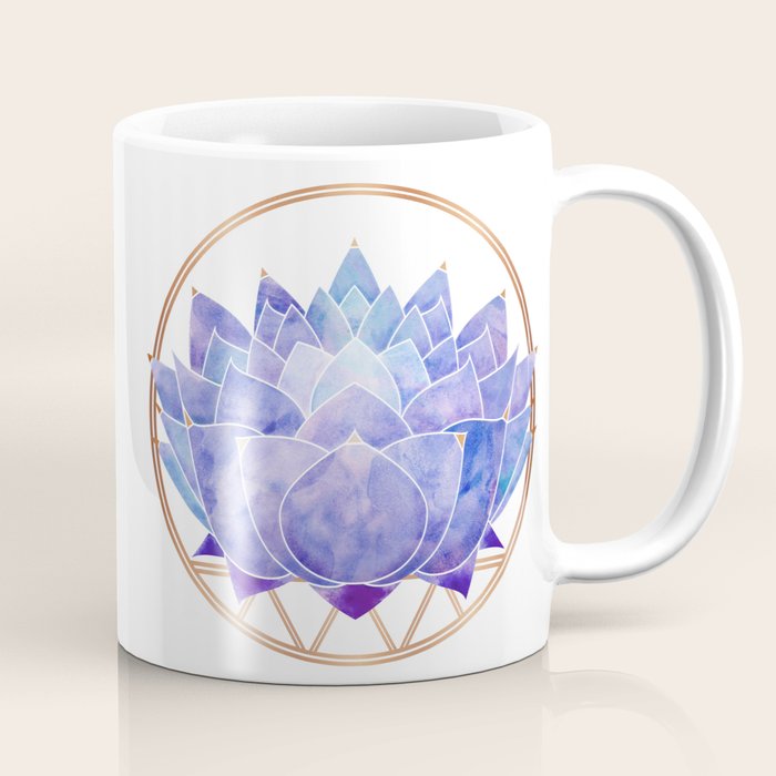 Violet Zen Lotus Flower Watercolor Coffee Mug Gallery Image 1
