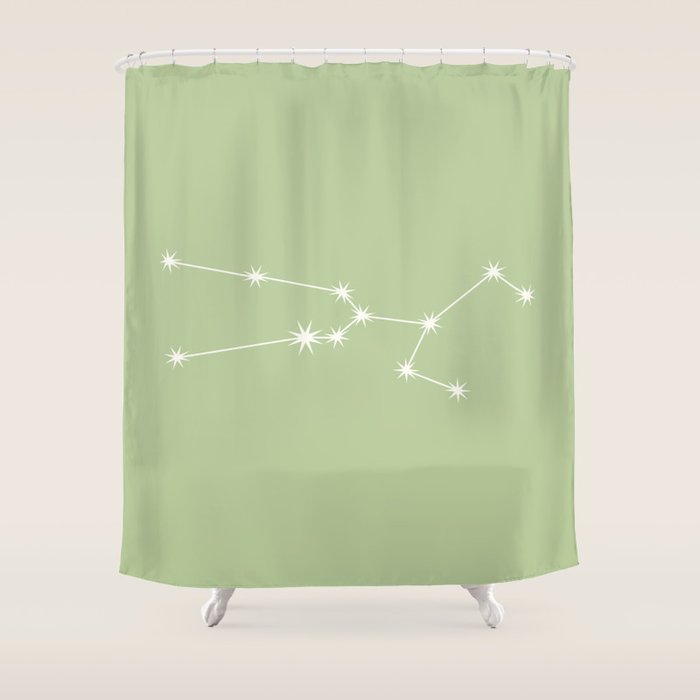 Taurus Zodiac Star Constellation Line Art Soft Green Shower Curtain Gallery Image 1