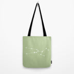 Taurus Zodiac Star Constellation Line Art Soft Green Tote Bag Gallery Image 2
