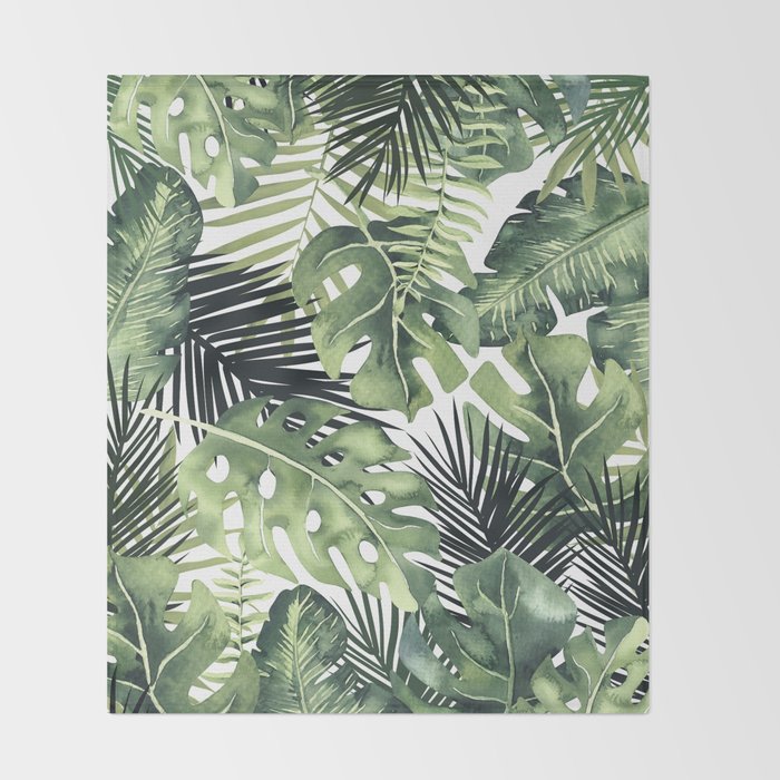Tropical Leaves Throw Blanket Gallery Image 2