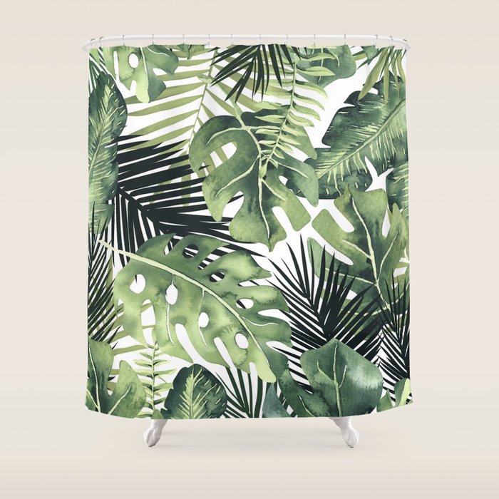 Tropical Leaves Shower Curtain Gallery Image 1