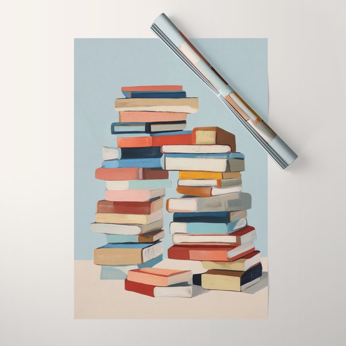 Books in Balance Wrapping Paper Gallery Image 1