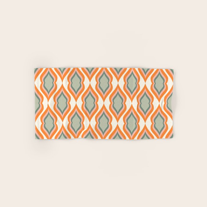 Mid Century Mod Retro Modern Shapes Orange Pink Green Bath Towel Gallery Image 1
