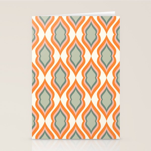 Mid Century Mod Retro Modern Shapes Orange Pink Green Stationery Card Gallery Image 2
