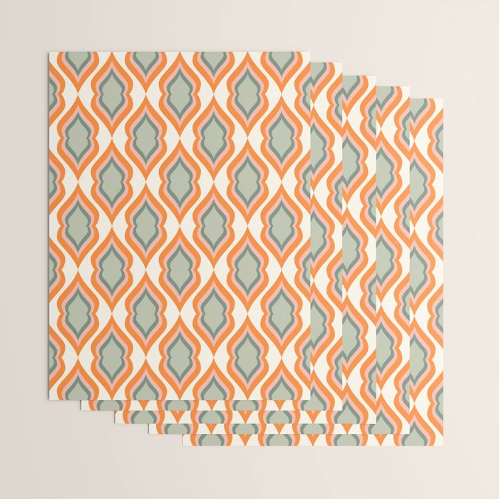 Mid Century Mod Retro Modern Shapes Orange Pink Green Wrapping Paper Gallery Image 3