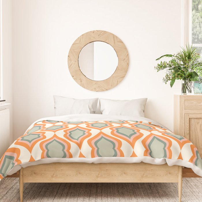 Mid Century Mod Retro Modern Shapes Orange Pink Green Duvet Cover Gallery Image 3