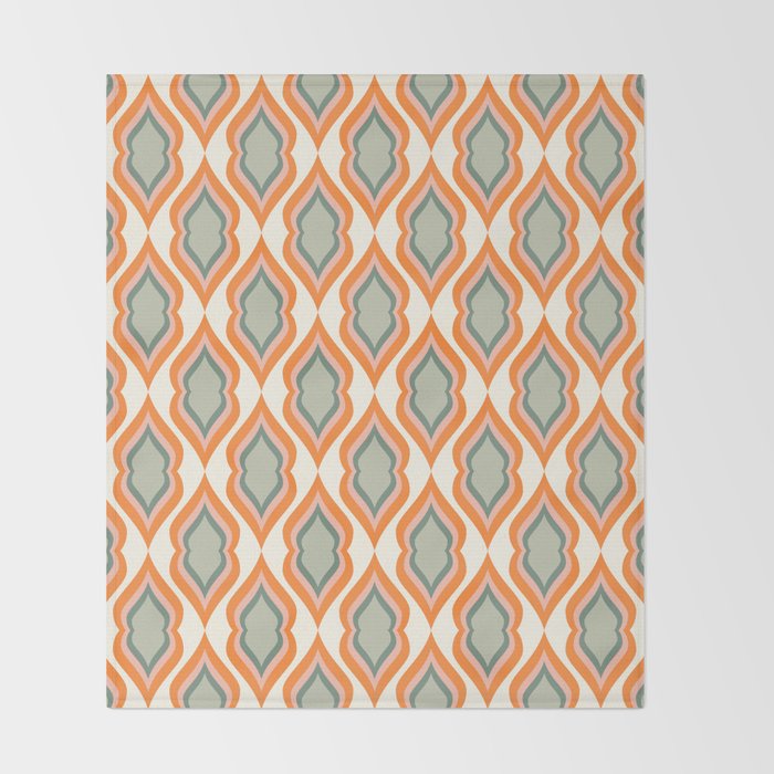 Mid Century Mod Retro Modern Shapes Orange Pink Green Throw Blanket Gallery Image 2