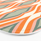 Mid Century Mod Retro Modern Shapes Orange Pink Green Bath Mat Gallery Image 3