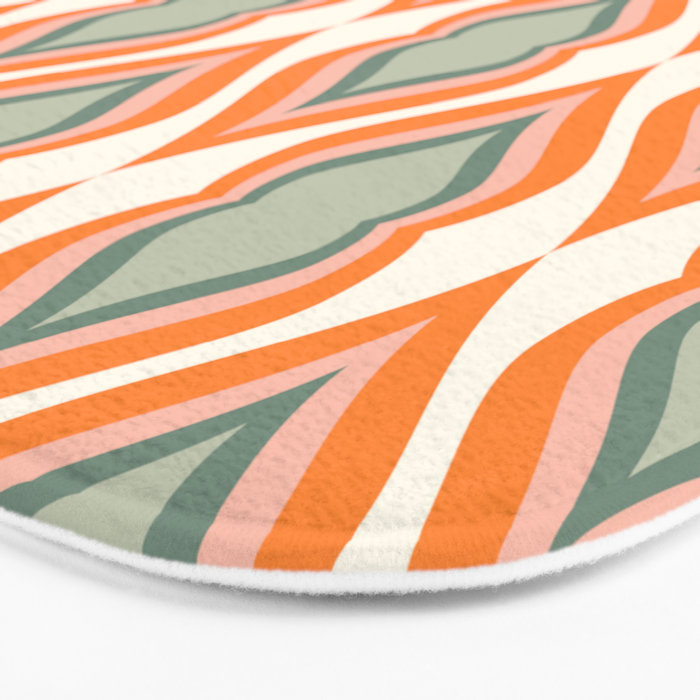 Mid Century Mod Retro Modern Shapes Orange Pink Green Bath Mat Gallery Image 3