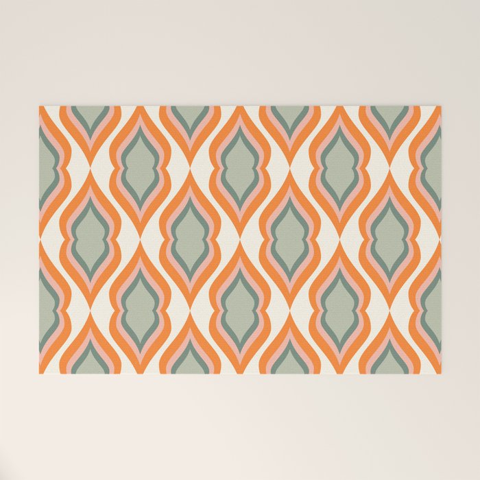 Mid Century Mod Retro Modern Shapes Orange Pink Green Welcome Mat Gallery Image 1