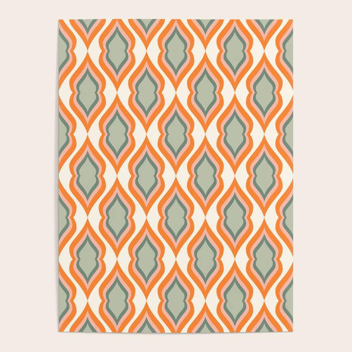 Mid Century Mod Retro Modern Shapes Orange Pink Green Poster Gallery Image 4