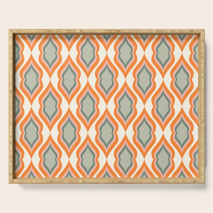 Mid Century Mod Retro Modern Shapes Orange Pink Green Serving Tray Gallery Image 1