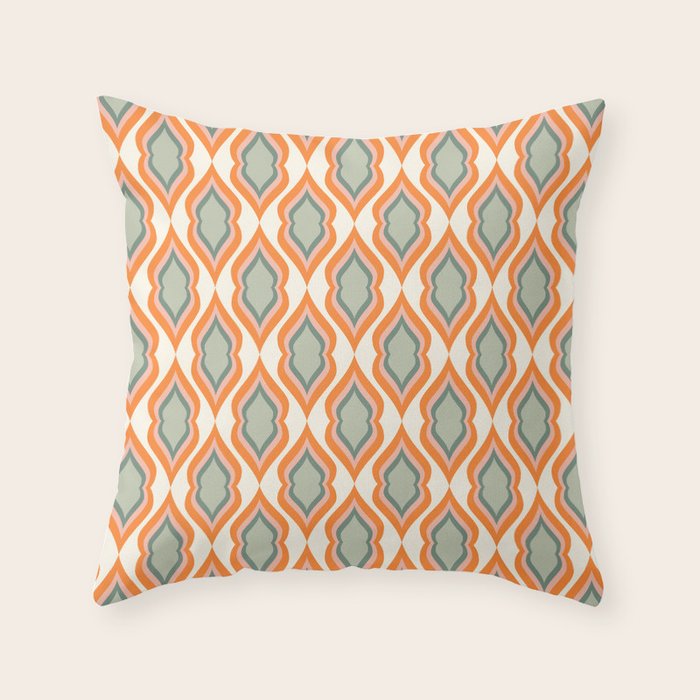 Mid Century Mod Retro Modern Shapes Orange Pink Green Throw Pillow Gallery Image 6