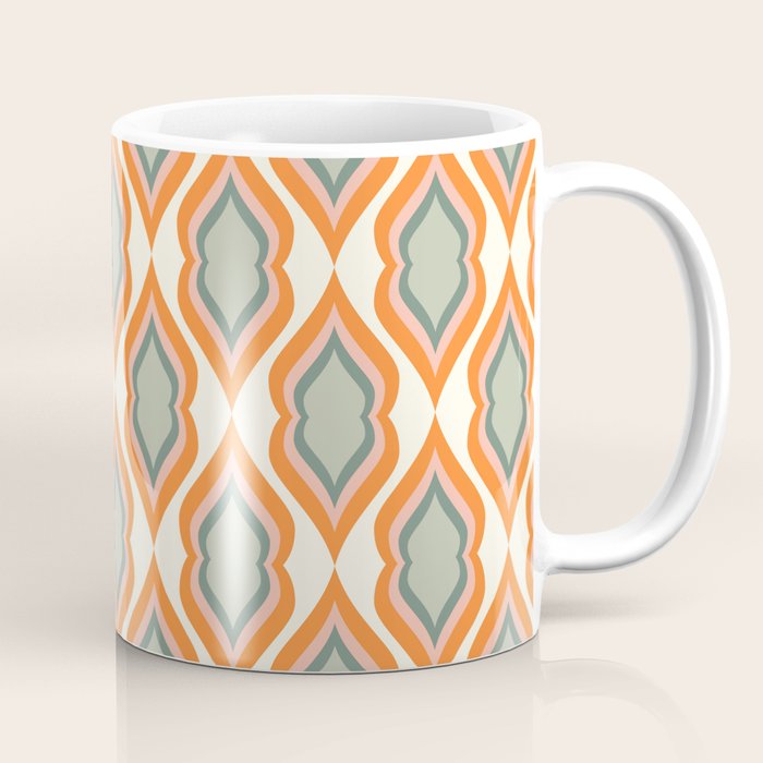 Mid Century Mod Retro Modern Shapes Orange Pink Green Coffee Mug