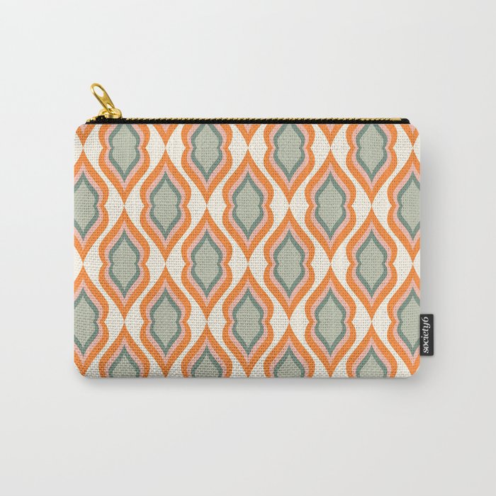 Mid Century Mod Retro Modern Shapes Orange Pink Green Carry All Pouch Gallery Image 1