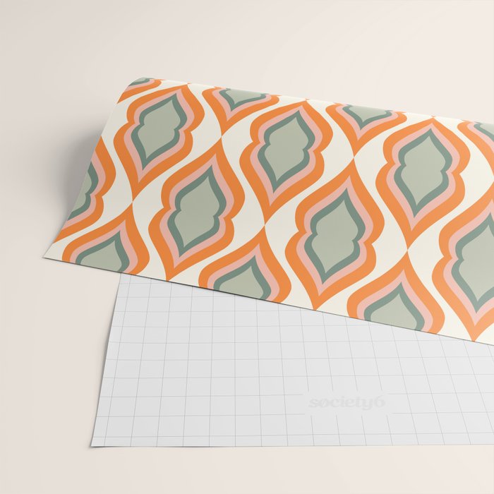 Mid Century Mod Retro Modern Shapes Orange Pink Green Wrapping Paper Gallery Image 2