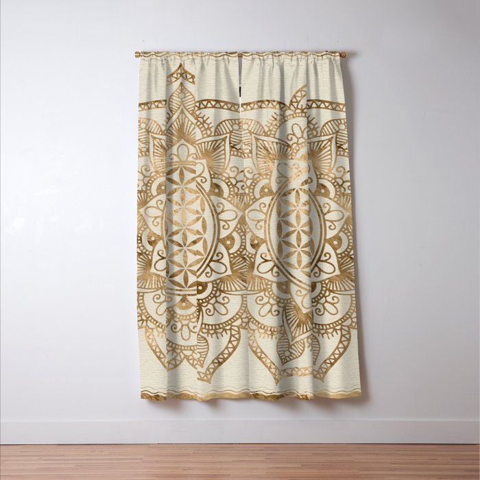Flower of Life in Lotus - pastel golds and canvas Window Curtain Gallery Image 3